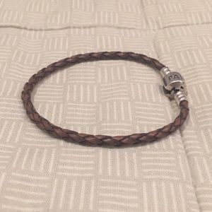 Pandora Brown Braided Leather Charm Bracelet